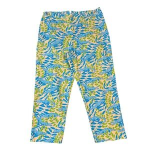 Vintage Lilly Pulitzer Mimosa Alligator Crop Pants Blue Green 10P Womens Preppy